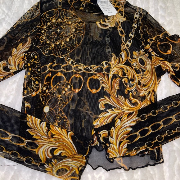 NWT see through chain long sleeve top size small - Picture 2 of 7